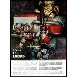 1971 Lucas Auto Part Vintage Print Ad Ron Barron Painting Alternators Wall Art